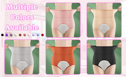 5pcs Women Period Pants Mid-High Waist Postpartum Underwear Leakproof Menstrual Cotton Knickers.