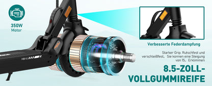 MEGA MOTION Foldable Electric Scooter with App, 350 W Motor, 30-35 km Range, 19 km/h, 8.5 Inch Honeycomb Tyres，ABE qualificatio.