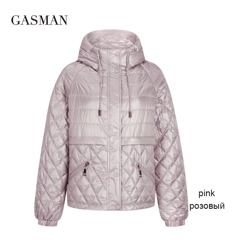 2022 New Spring Cotton Solid Short Puffer Jacket for Women Zipper down Parka Women Autumn Clothes Hooded down Jacket Coat.