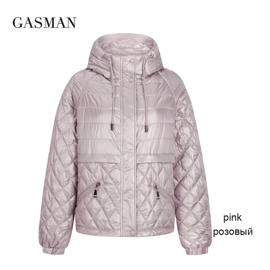 2022 New Spring Cotton Solid Short Puffer Jacket for Women Zipper down Parka Women Autumn Clothes Hooded down Jacket Coat.