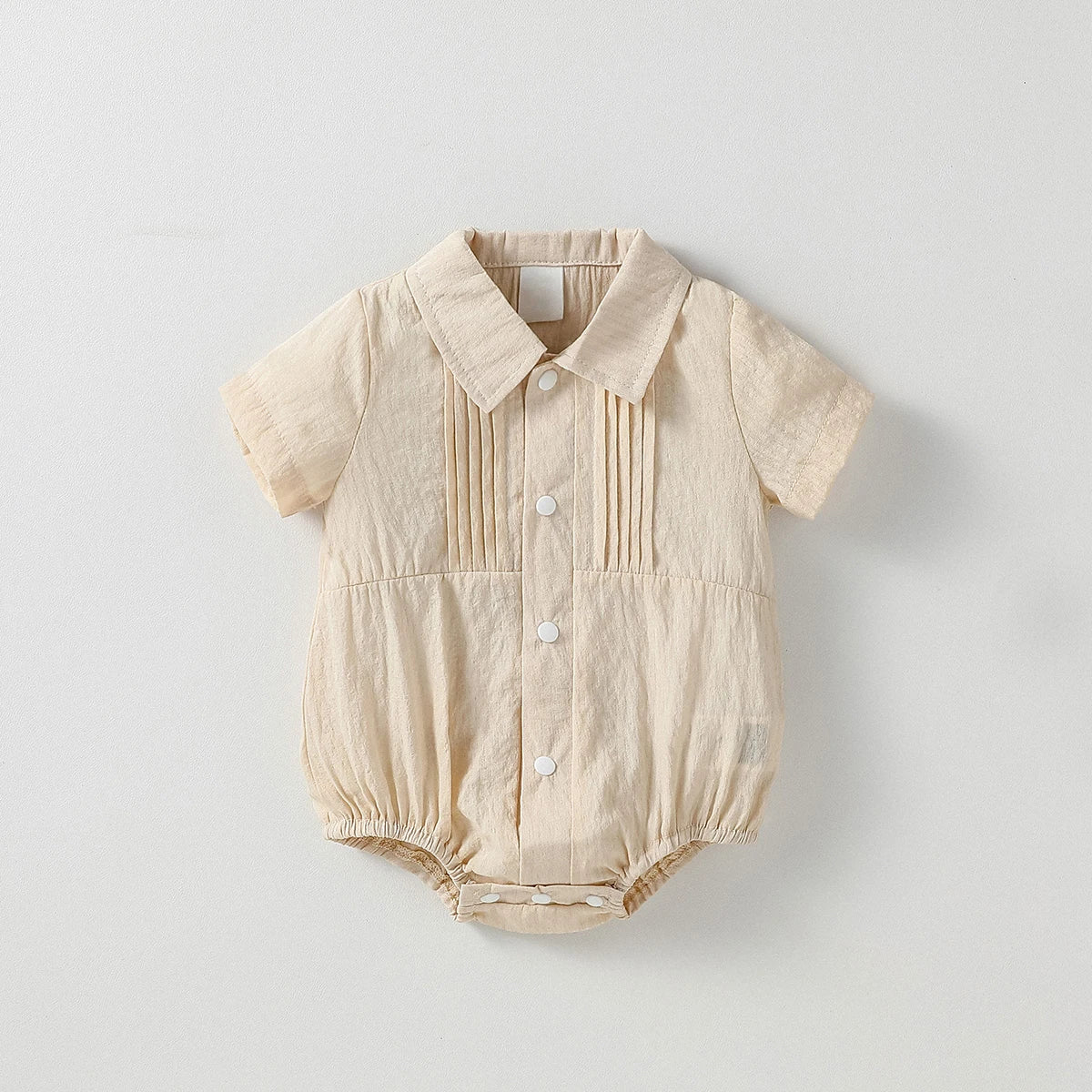 Baby Solid Jungen Kurzarm Button Up Kragen Body Sommer Alltag Overall.