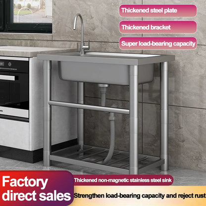 304 stainless steel sink, single-sink sink, household vegetable-washing sink, under-sink sink, large single sink, kitchen water