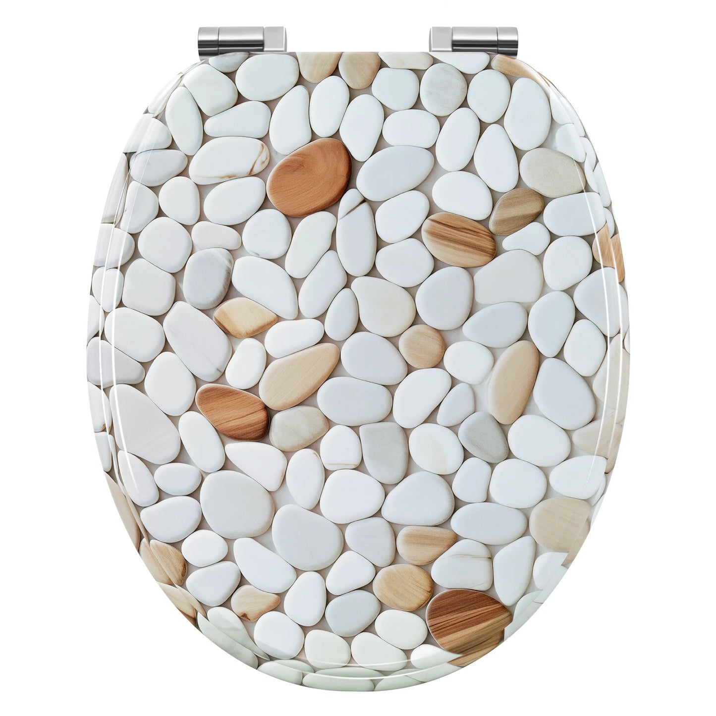 O-förmiger Toilettensitz, verstellbare Scharniere, Toilettendeckel mit Motiv, Soft-Close-Mechanismus für Badezimmer