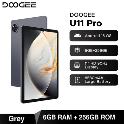 Global Version DOOGEE U11 Pro Android 15 Tablet 30GB(6+24) 256GB 11" HD 90Hz Display 8580mAh Battery Unisoc T7200 Widevine L1