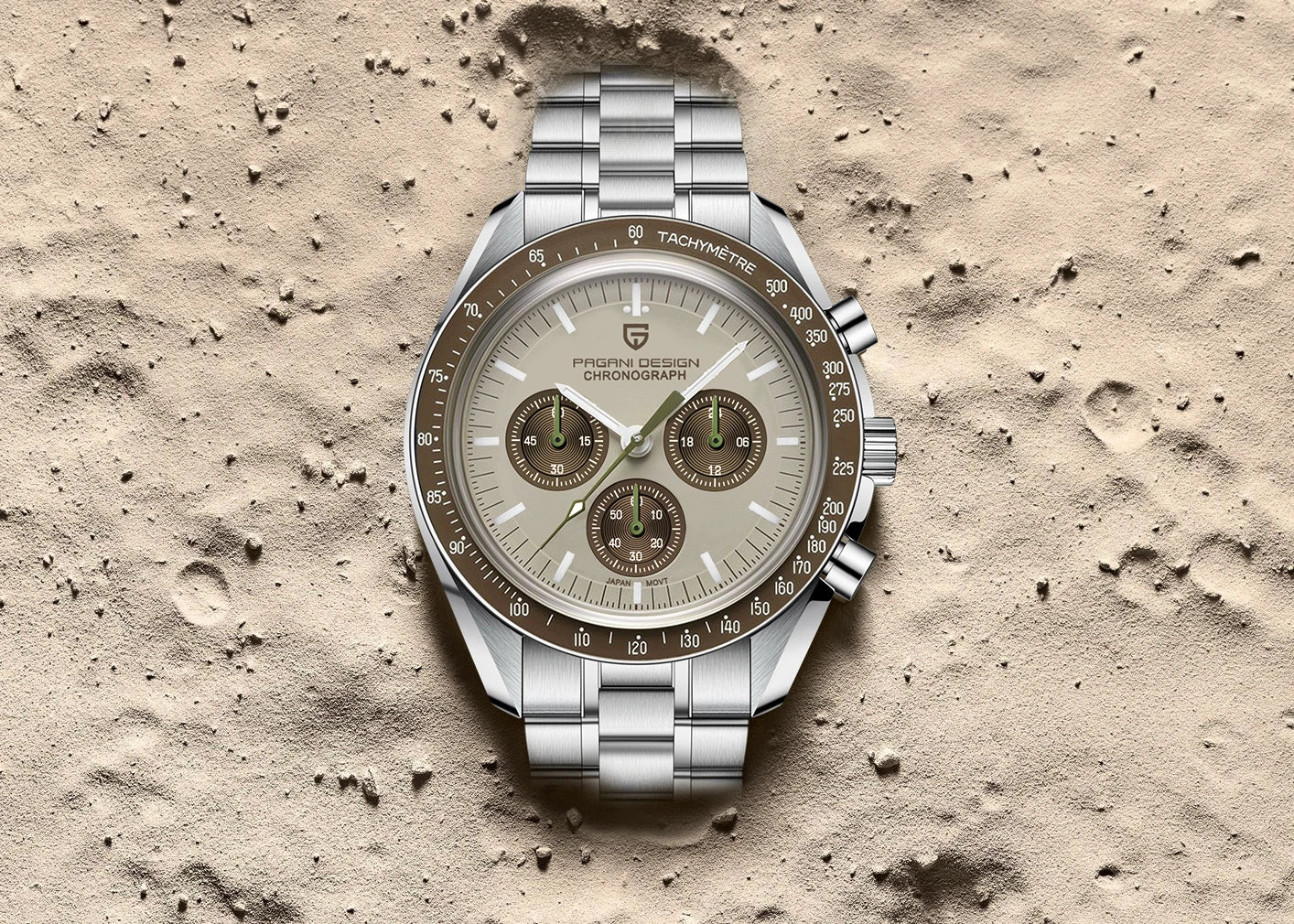 PAGANI DESIGN 2025 New Saturn Men's Watches Top Luxury Quartz Watch Men Light Tan Chronograph AR Sapphire crystal Wristwatch Men.