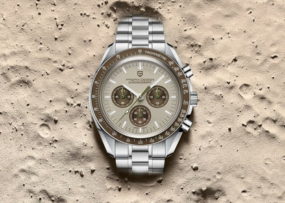 PAGANI DESIGN 2025 New Saturn Men's Watches Top Luxury Quartz Watch Men Light Tan Chronograph AR Sapphire crystal Wristwatch Men.