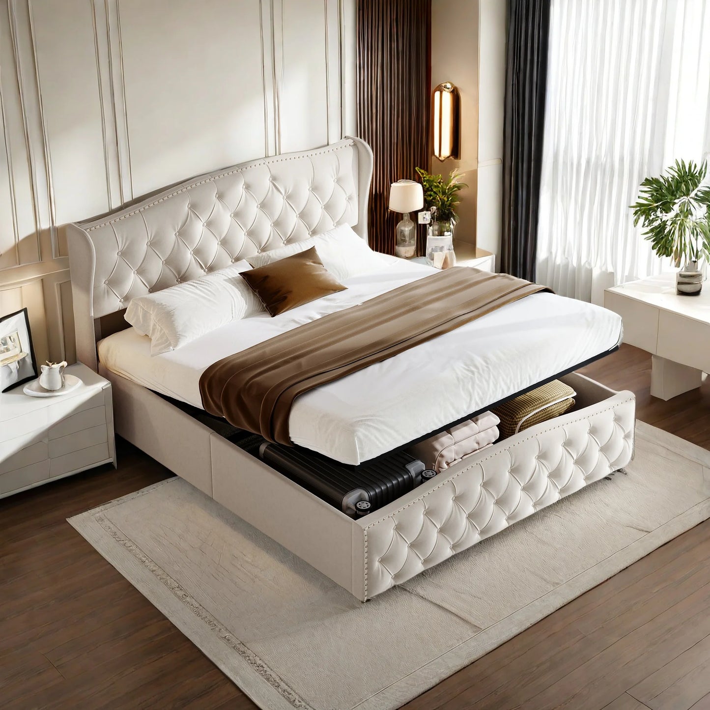 Rosahqnda hydraulisches Bett im modernen Stil, Stilvolles Doppelbett für Jugendliche, Kinder und Erwachsene, ohne Matratze