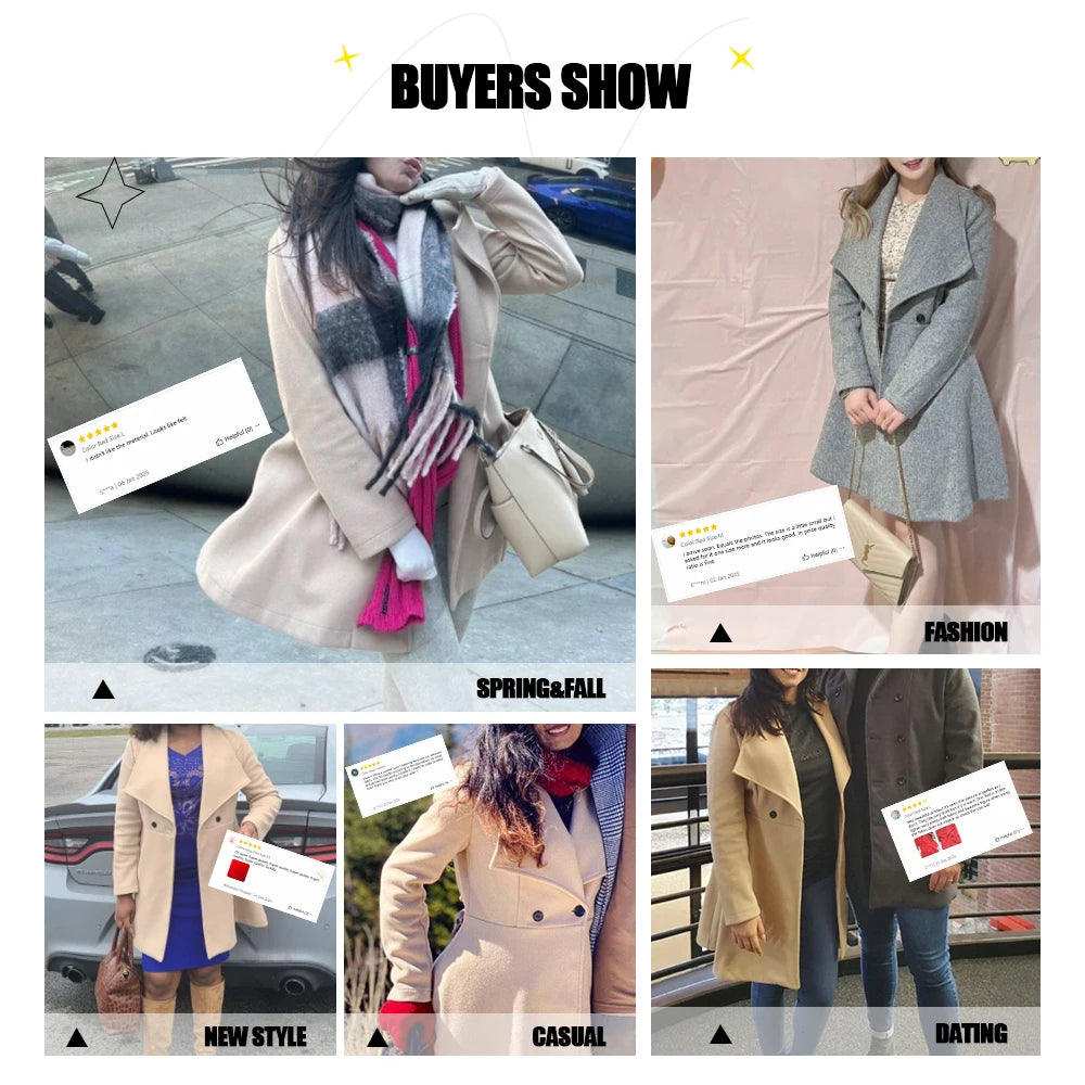 Mia Muse Damenmäntel, Winter, einfarbig, langärmelig, Revers, Knopfleiste, Arbeitsmäntel, Neujahr, Rot, Valentinstagsgeschenk, Oberbekleidung.