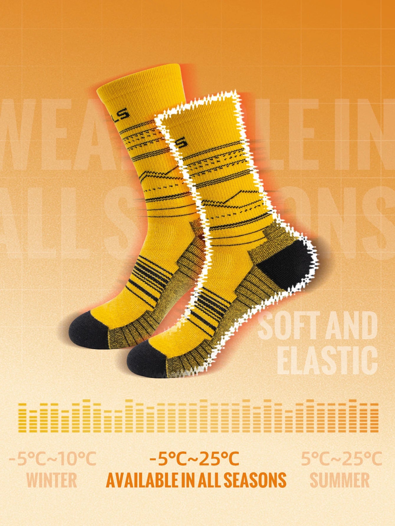 WRELS Merino Wool Socks Hiking Running Socks Soft Lightweight Shock Absorption Damping Mid-Calf Breathable Ankle Cycling Socks.