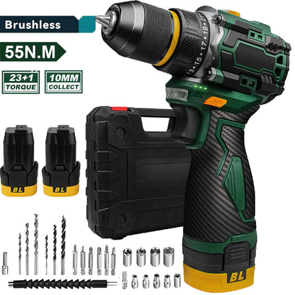 55N.M 10MM 23 + 1 Drehmoment Bürstenlosen Elektrischen Schlagbohrmaschine Metall Ratsche Chuck Akku-bohrschrauber Elektrische Schraubendreher DIY power Tools