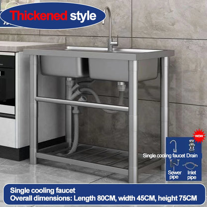 304 stainless steel sink, single-sink sink, household vegetable-washing sink, under-sink sink, large single sink, kitchen water