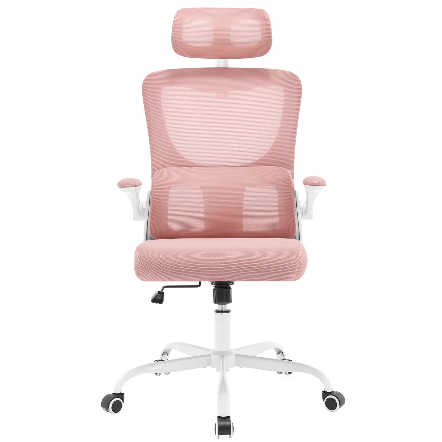 WOLTU Drehbarer Bürostuhl, ergonomischer Netz-Schreibtisch, Computerstuhl, höhenverstellbar, Schaukelfunktion, umkehrbare Armlehnen, Kopfstütze