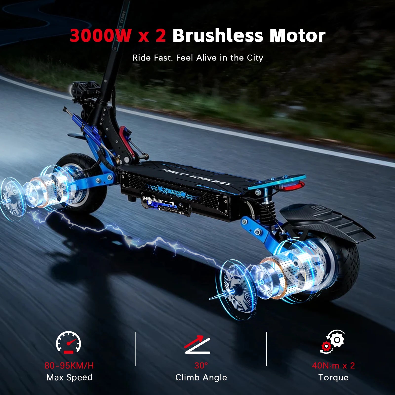 HALO KNIGHT T108Pro 6000W Adult Electric Scooter Dual Motor 95KM/H Fast E-scooter Foldable E Scooter 60V 38.4Ah Top Motorcycle.