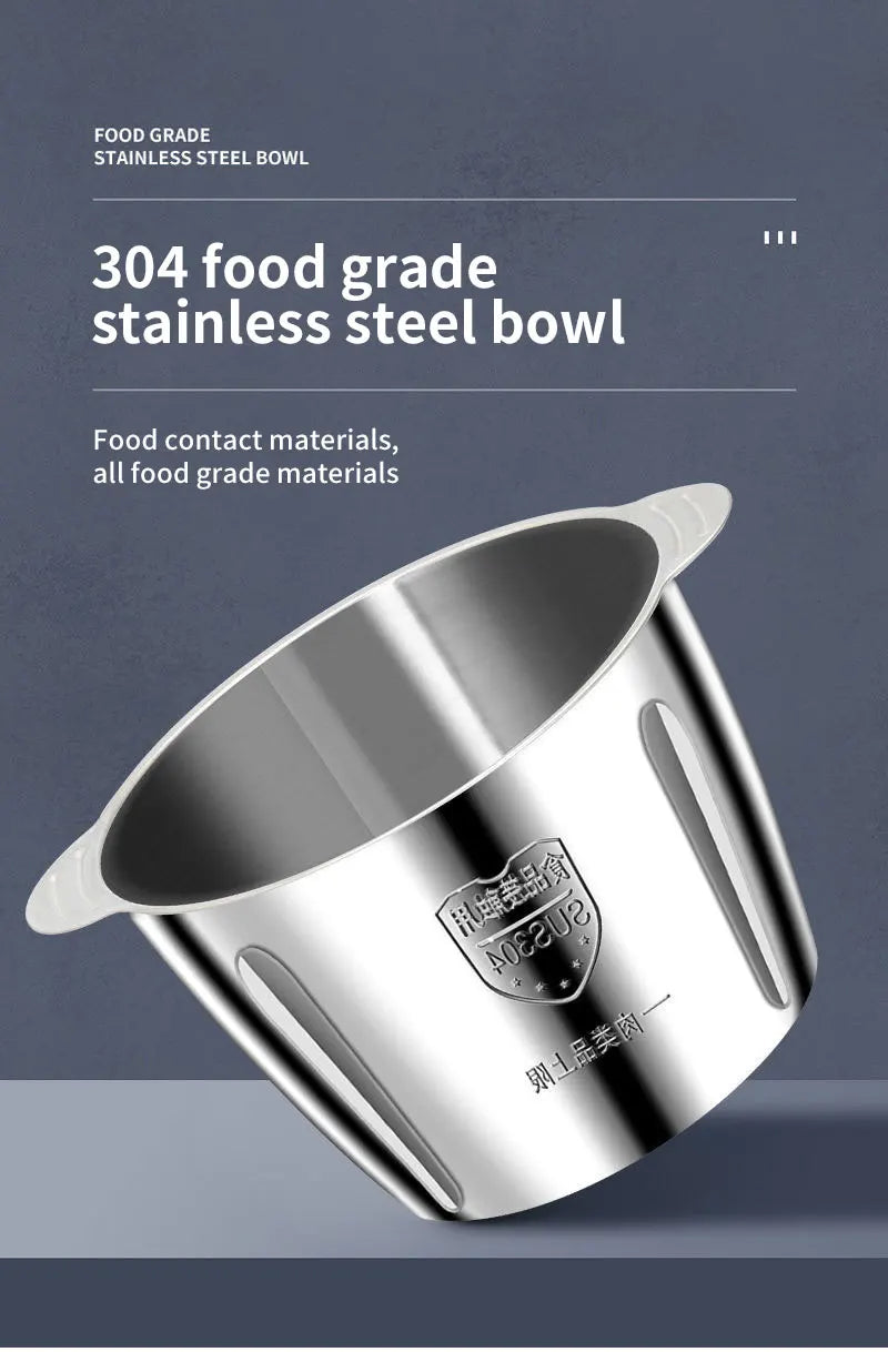 Electric Meat Grinders 2L Food Crusher Stainless Steel Multifunctional Vegetable Slicer Processor Chopper Kitchen Blenders.