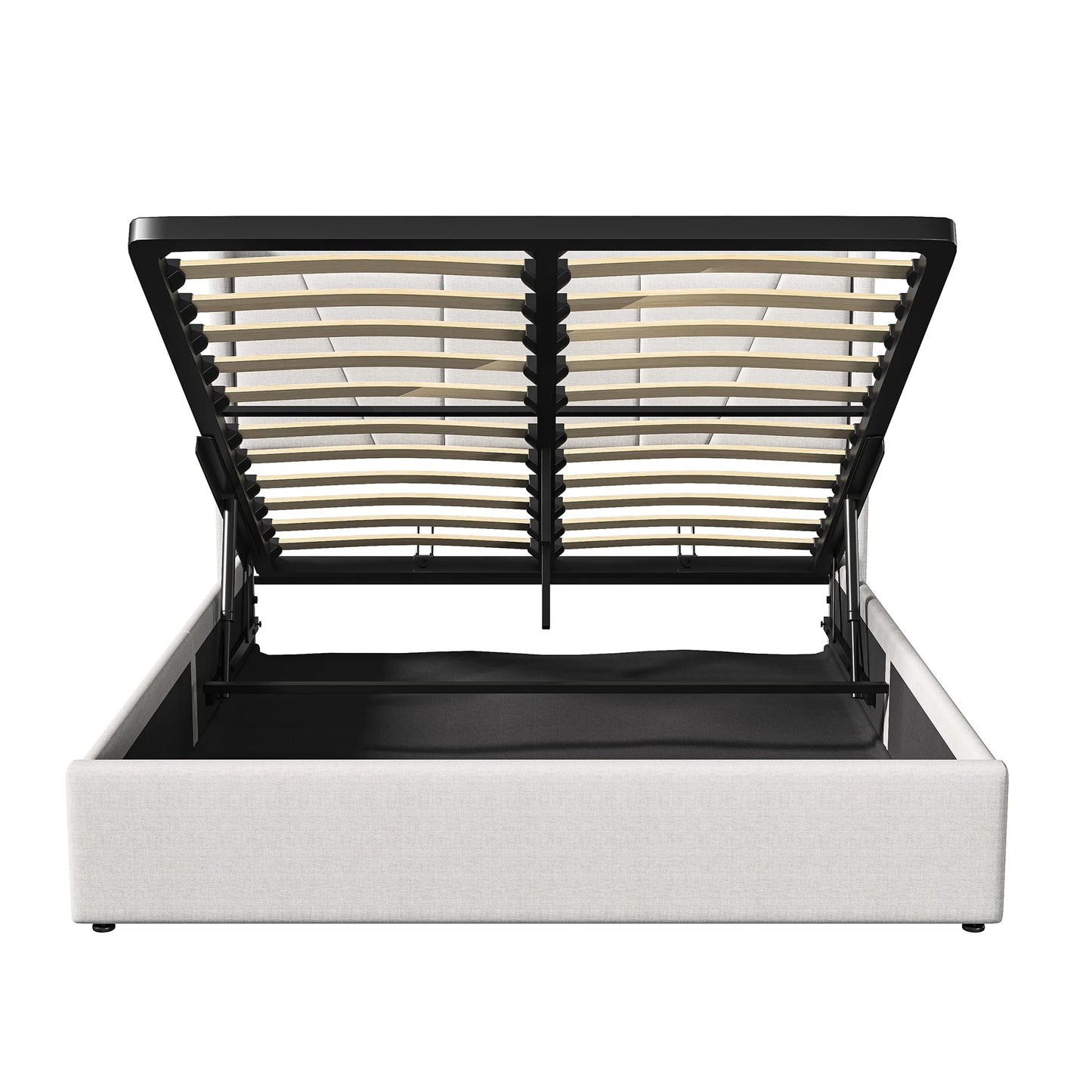 Double Bed,Storage Back and USB Rechargeable,Large Storage Bed,Suitable for Adults or Teenagers,Beige/Grey,Linen