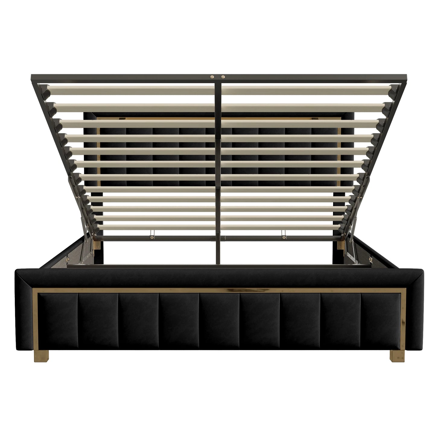 Rosahqnda Upholstered Bed 160x200cm,Hydraulic Storage Function,Light Luxury Style Double Bed,Suitable for Bedroom,Adults,Black