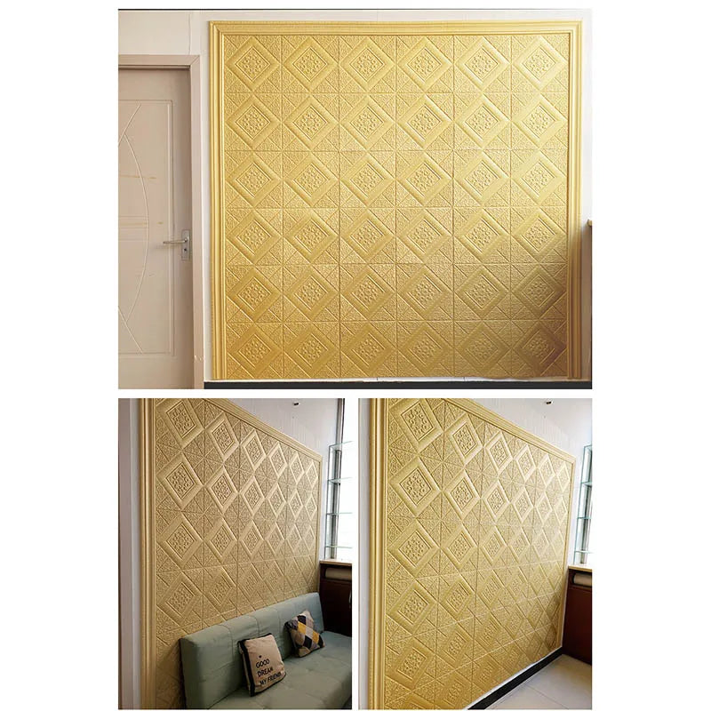 10Pcs 70*70cm Ceiling Wallpaper 3D Brick Waterproof Wall Stickers Foam Wall Paper Self-Adhesive Home Decor