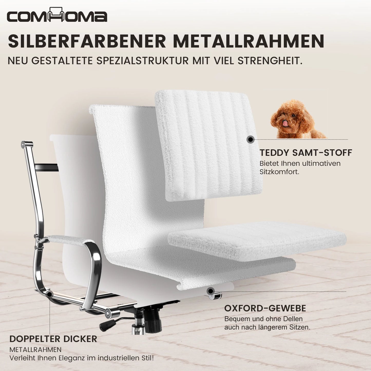 COMHOMA Chefsessel Bürostuhl Ergonomischer Schreibtischstuhl Drehstuhl Computerstuhl mit Armlehnen Schminktisch Stuhl