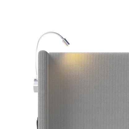 140 x 200 cm großes Cord-Doppelbett mit Stauraum, Bettkopf mit Leselicht, zwei USB-Ladeanschlüssen, ohne Matratze