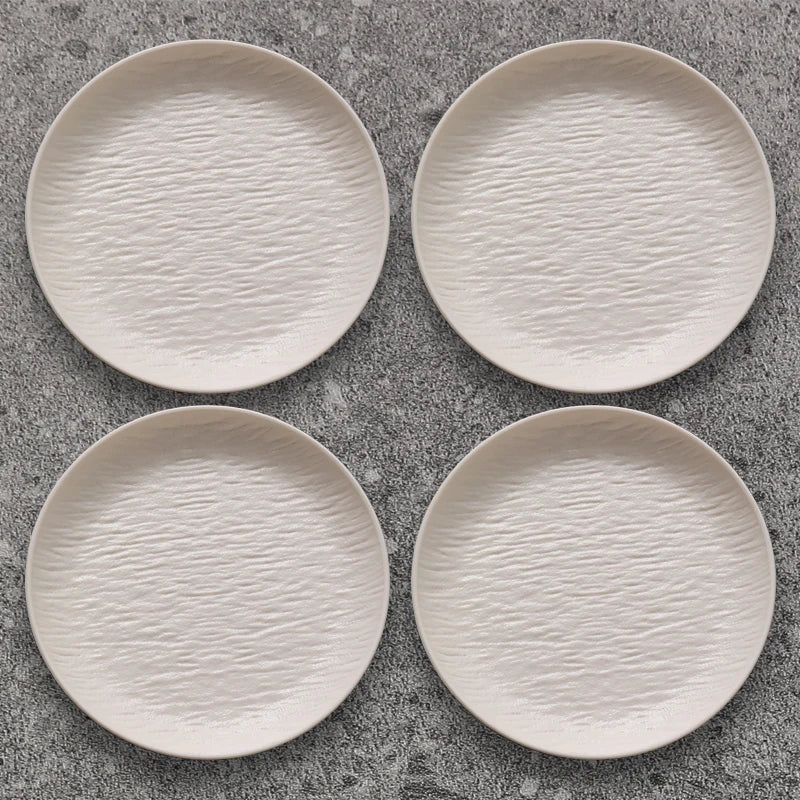 INS Stone Grain Bone Plate Relief Premium Steak Dining for Simple western Food Plate Salad Plate Special Look Household Items.