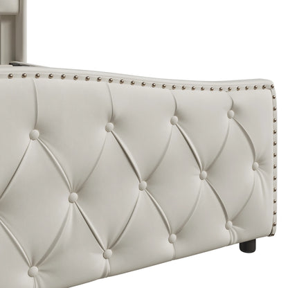 Rosahqnda Gepolstertes Doppelbett 140-160*200cm mit hydraulischem Stauraumbett Gästebett Jugendzimmer Apartmentbett Flanell