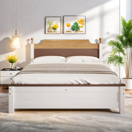 Rosahqnda Bett aus massivem Kiefernholz, Einzelbett 90 x 200 cm, Doppelbettrahmen 140 x 200 cm, Gästebett, Wohnungsbett, Jugendbett, Hauptschlafzimmer, Holz