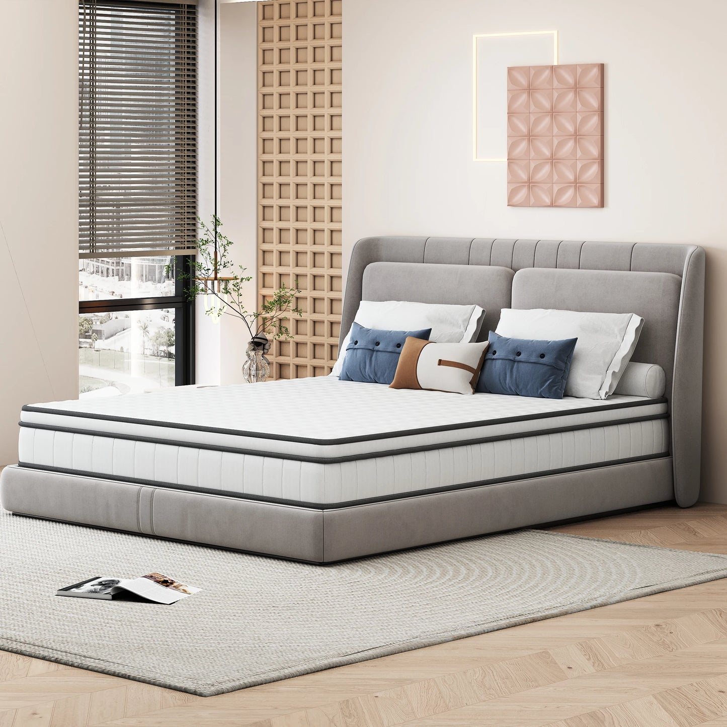 Mattress 140x190cm,Height 25cm, Pocket Spring Mattress with Comfort Foam, Mattress for Adults, Medium Hardness