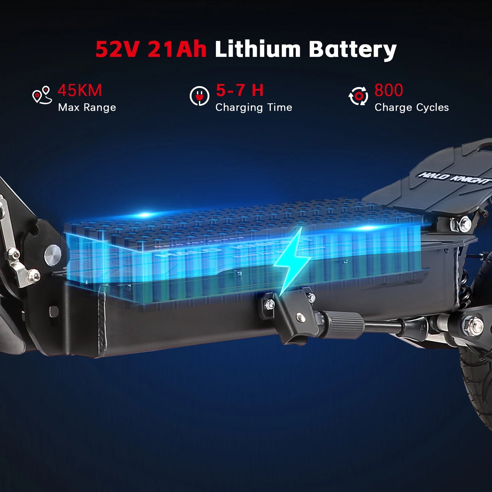 HALO KNIGHT T104 2400W Adult Electric Scooter 65KM/H Powerful Fast Scooter 52V 21Ah Folding Dual Motor E Scooter Cheap Escooter.