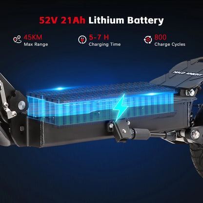 HALO KNIGHT T104 2400W Adult Electric Scooter 65KM/H Powerful Fast Scooter 52V 21Ah Folding Dual Motor E Scooter Cheap Escooter.