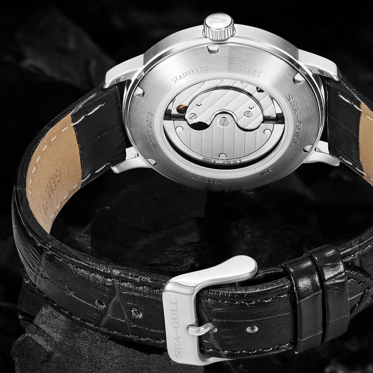 Seagull New Business Watch Men's Mechanical Wristwatches 50m Waterproof Leather Valentine Male Watches relogio masculino 6075.