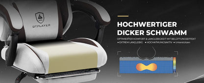 GTPLAYER Gaming Stuhl, Ergonomischer Gamer Stuhl aus Stoff mit Lendenwirbelstütze, PC-Stuhl mit verbreiterter Rückenlehne