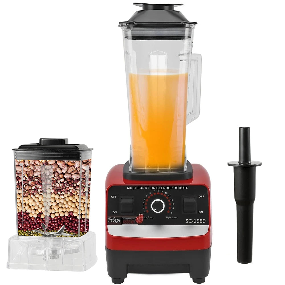 2-in-1 Powerful Blender Table Blenders Food Processor Ice Smoothies for Kitchen High Power Juicer Blender BPA Free.