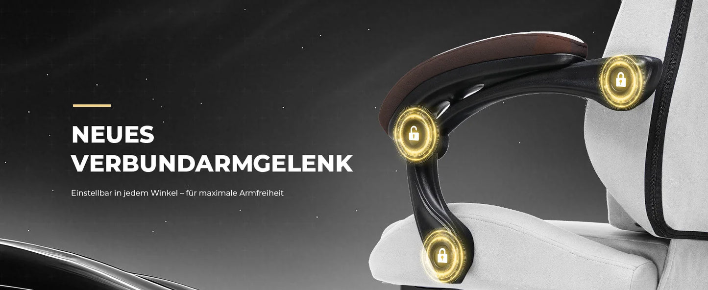 GTPLAYER Gaming Stuhl, Ergonomischer Gamer Stuhl aus Stoff mit Lendenwirbelstütze, PC-Stuhl mit verbreiterter Rückenlehne