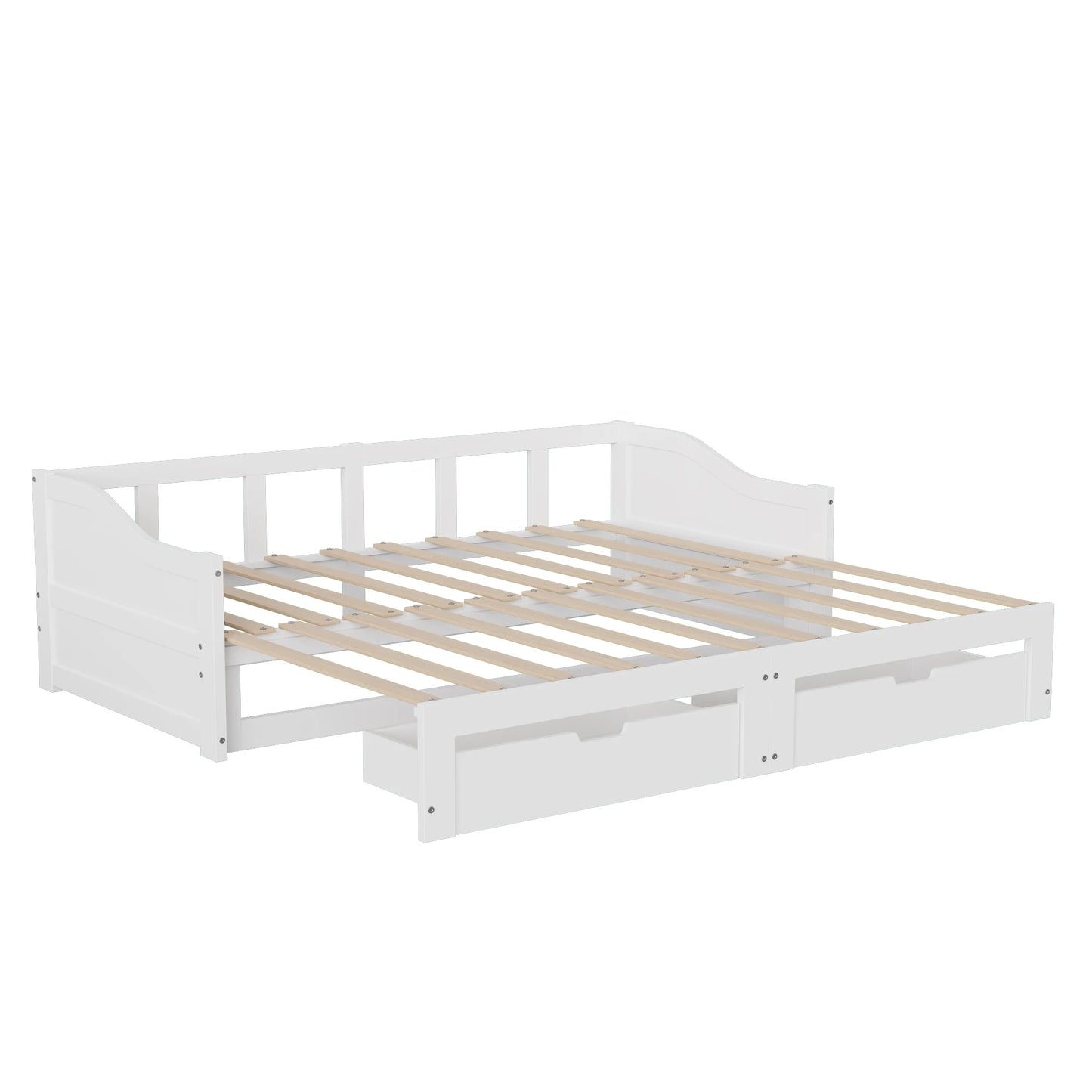 Schlafsofa 90/180 x 200 cm, Doppelbett, Einzelbett mit ausziehbarer Schublade, mit Lattenrost, Massivholz, keine Matratze