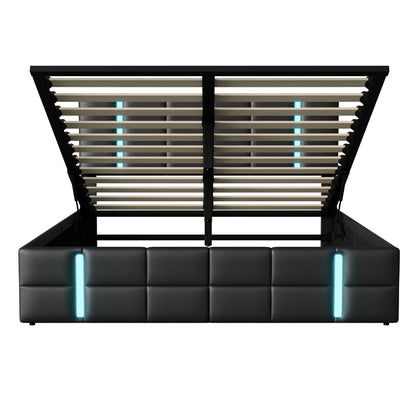 Rosahqnda Polsterbett, Stauraumbett für Jugendliche, Hydraulisches Bettgestell, Stauraum, Funktionsbett mit Lattenrost