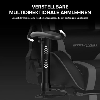 GTPLAYER Gaming Stuhl mit Fußstützen Bluetooth Lautsprecher Musik Stuhl Ergonomischer Computerstuhl Schreibtischstuhl
