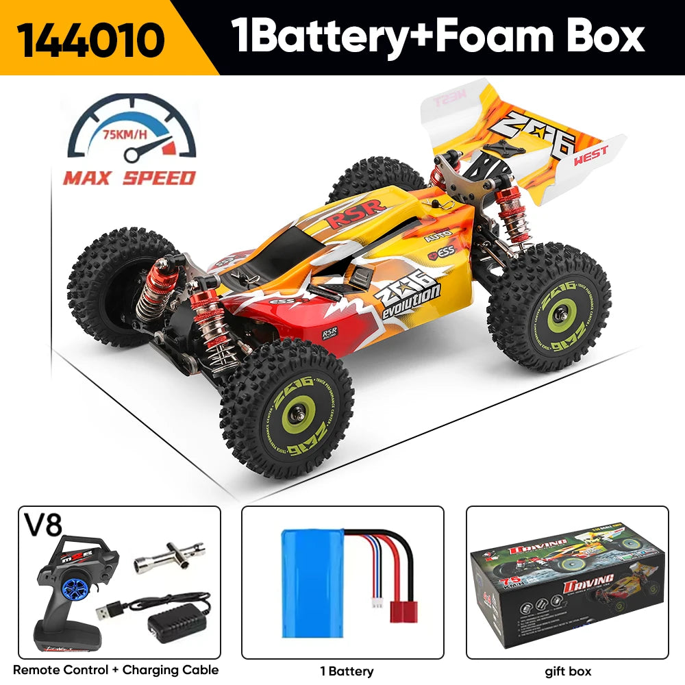 WLtoys 144010 144001 75KM/H 2.4G RC Car Brushless 4WD Electric High Speed Off-Road Remote Control Drift Toys for Children Racing
