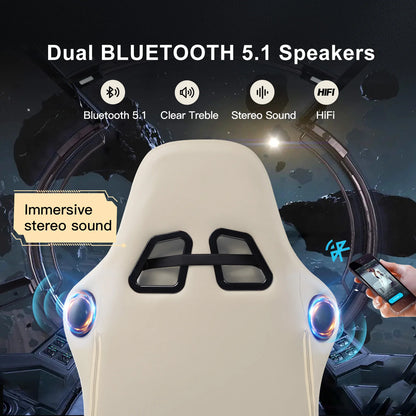 GTPLAYER Gaming Stuhl, Ergonomischer Gaming Sessel Schreibtischstuhl PC mit Fußstütze Lautsprecher Musik Bürostuhl bis 150kg