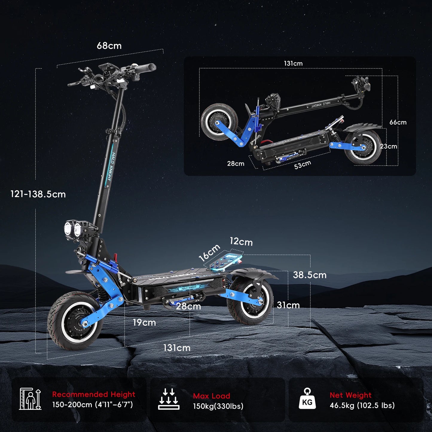 HALO KNIGHT T108Pro 6000W Adult Electric Scooter Dual Motor 95KM/H Fast E-scooter Foldable E Scooter 60V 38.4Ah Top Motorcycle
