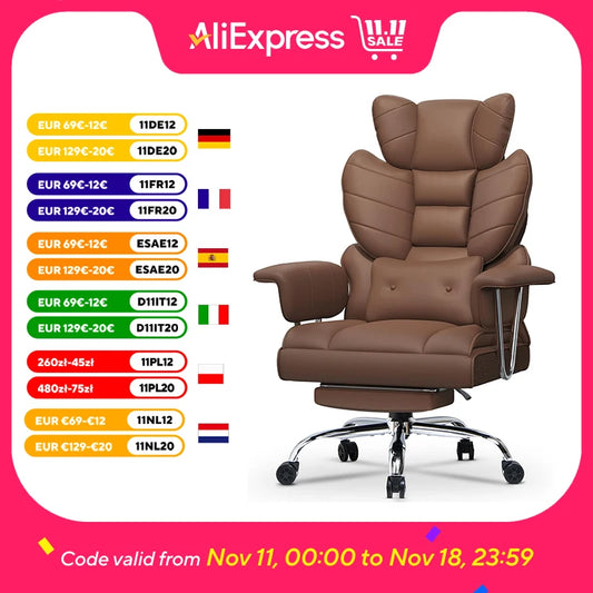 Desk Chairs Ergonomic Office Chair PU Leather Computer Chairs Adjustable Big High Back Executive Chair Swivel Chair