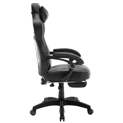 WOLTU Drehbarer Gaming-Rennstuhl, Schreibtisch, Büro, Computerstuhl, Sportsitz mit Kopfstütze, Lendenkissen, Fußstütze, Gamer-Stuhl