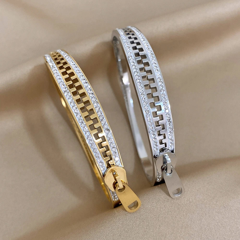 Original Zipper Bracelet Charm Bangle Stainless Steel Zip Hand Bracelets Gold Plated Luxury Jewelry for Women Designer.