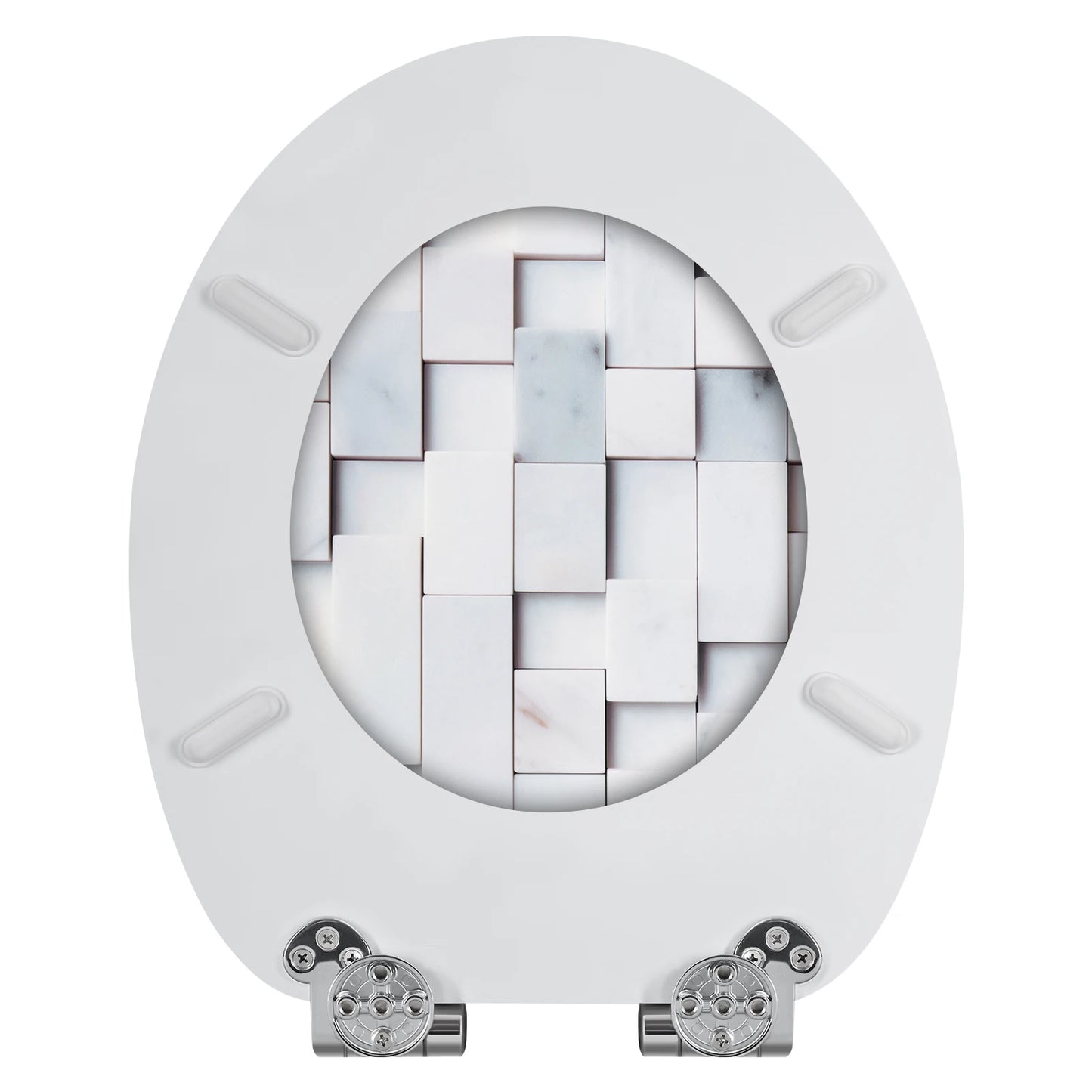 O-förmiger Toilettensitz, verstellbare Scharniere, Toilettendeckel mit Motiv, Soft-Close-Mechanismus für Badezimmer