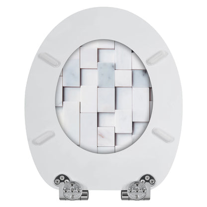 O-förmiger Toilettensitz, verstellbare Scharniere, Toilettendeckel mit Motiv, Soft-Close-Mechanismus für Badezimmer