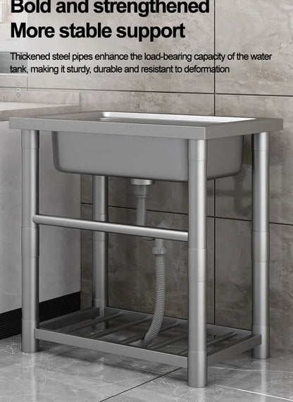 304 stainless steel sink, single-sink sink, household vegetable-washing sink, under-sink sink, large single sink, kitchen water