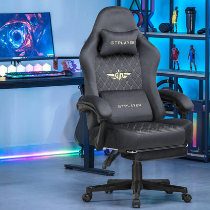 GTPLAYER Gaming Stuhl Stoff Gaming Chair Ergonomisch Bürostuh PC Stuhl, Verstellbarer und Drehbarer Schreibtischstuh