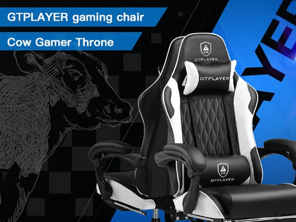 GTPLAYER Gaming Stuhl, Gamer Stuhl, Ergonomischer Bürostuhl mit Fußstütze Verstellbare Lenden und Kopfkissen, Gaming Chair