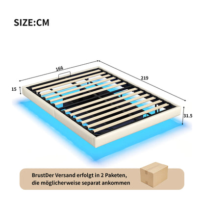 Rosahqnda Polsterbett, 160 x 200 cm, Doppelbett mit Stauraum, Bettrahmen mit Holzlattenrost, ohne Kopfteil,(ohne Matratze)
