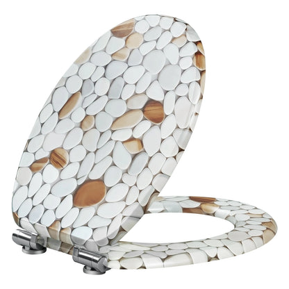 O-förmiger Toilettensitz, verstellbare Scharniere, Toilettendeckel mit Motiv, Soft-Close-Mechanismus für Badezimmer
