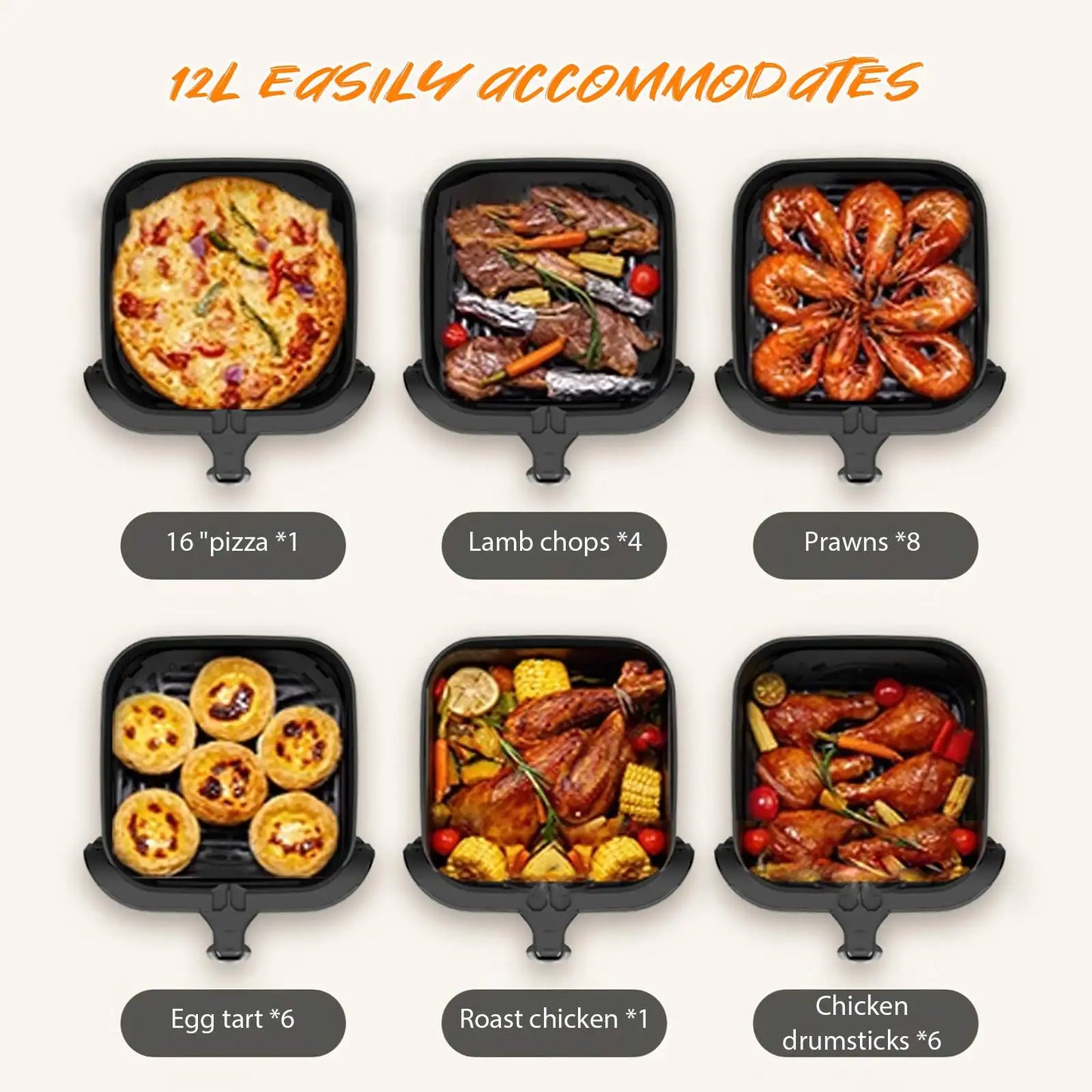 1400W 8L Air Fryer Stainless Steel Visible wide Capacity Electric Oven Touch glass Multifunctional Electric Fryer.